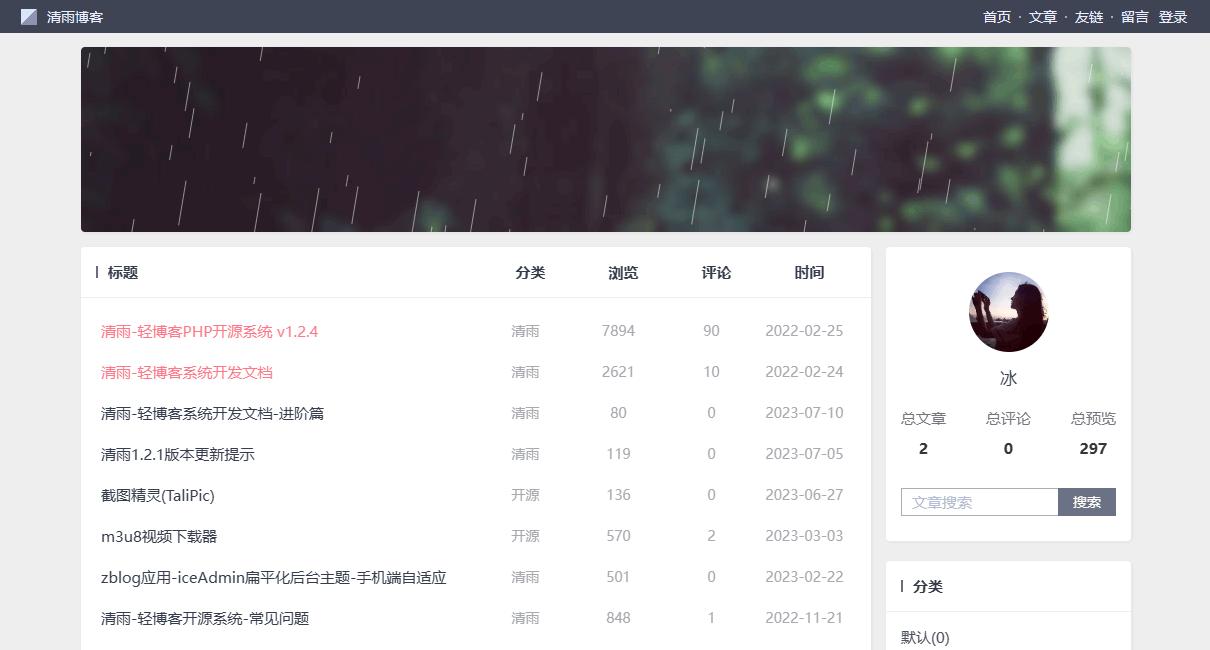 清雨博客 Prain